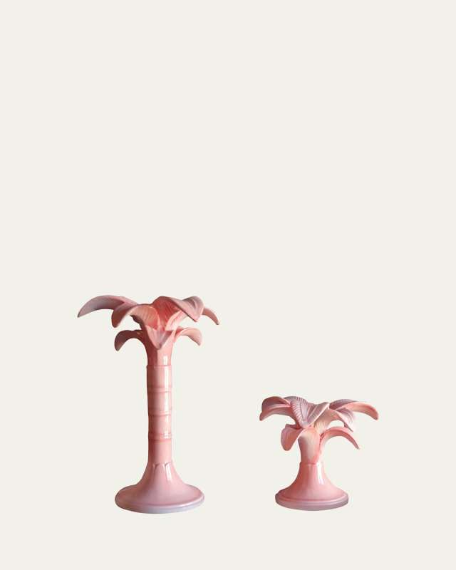 Palm Candle Holder, Pink - 9.8"